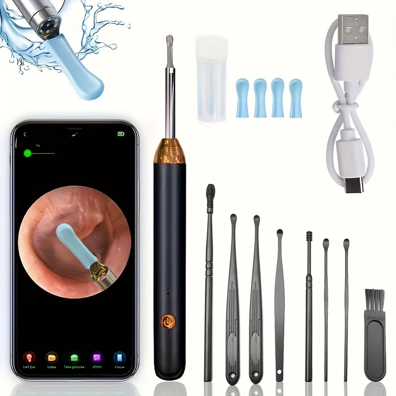 Ear Wax Removal Kit with Camera Light and 6 Ear Spoons, 8-Piece Ear Care Set