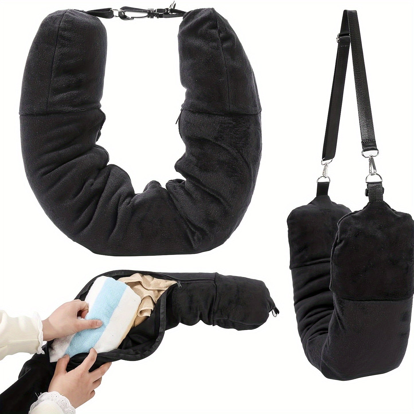 Stretch Velvet Travel Neck Pillow for Comfort and Support in Travel and Home