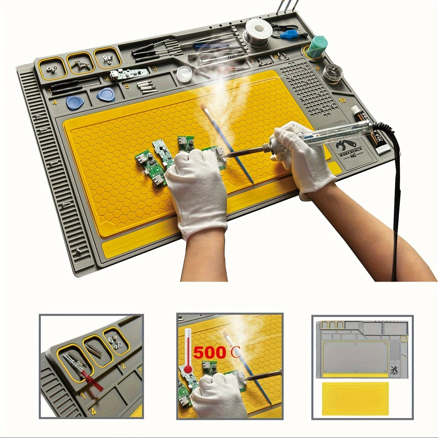 Большая термостойкая магнитная силиконовая ремонтная подложка для электроники и мобильных телефонов