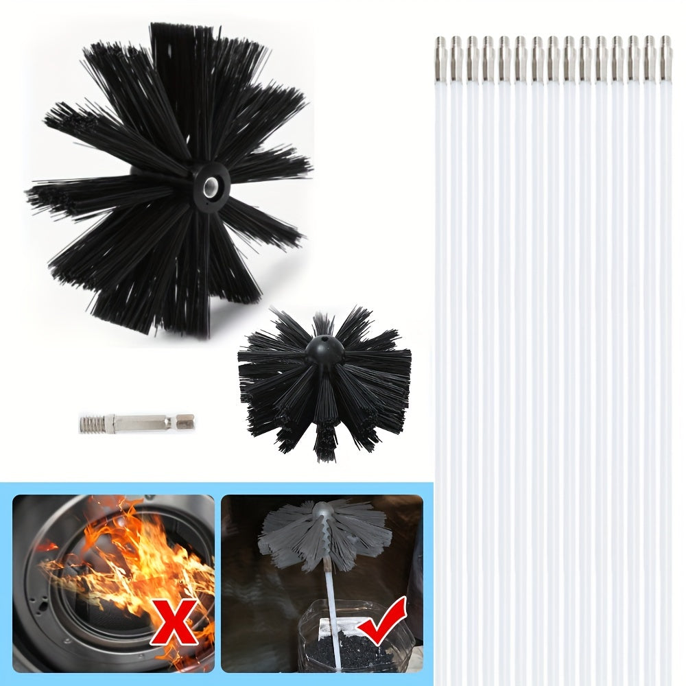 Particle Furnace Cleaning Brush for Chimneys and Dryer Vents, Flexible Rods 2.38m-5.89m