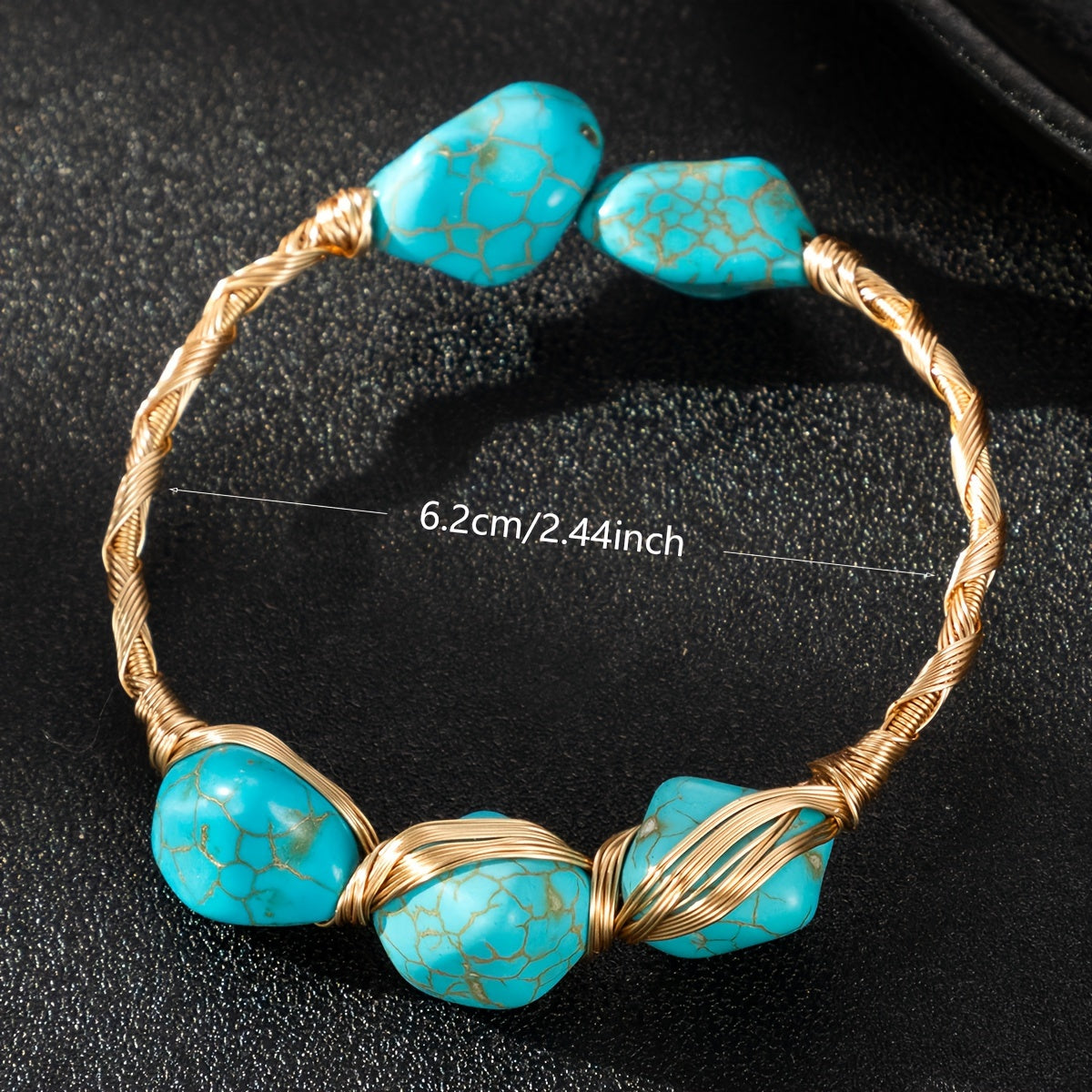 Handcrafted Copper Turquoise Bohemian Bracelet Adjustable Natural Stone Jewelry