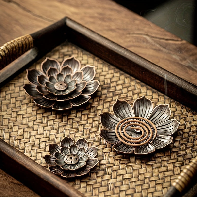 Metal Lotus Flower Incense Holder 3-Tier Zen Burner for Aromatherapy and Meditation
