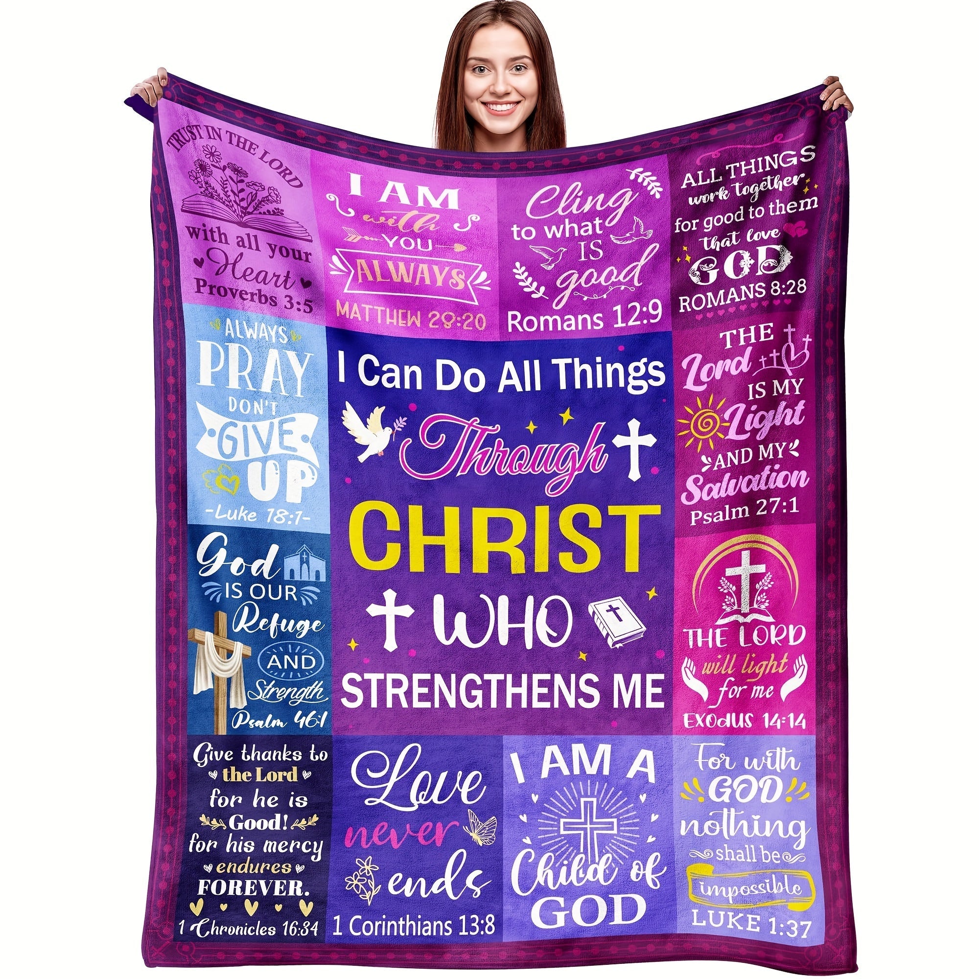 Christian Religious Blanket for Women Flannel Bible Verse Prayer Spiritual Faith Cozy Sofa Throw
