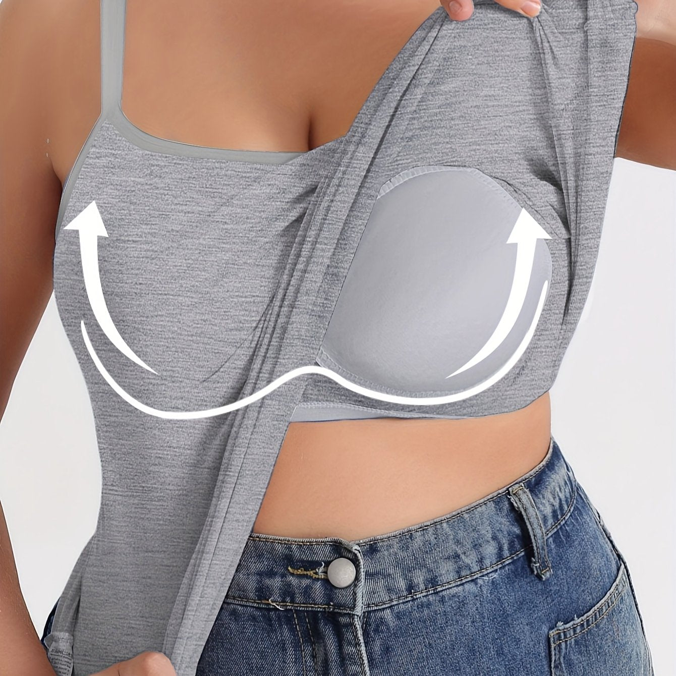 Plus Size Sleeveless Yoga T-Shirt with Built-In Chest Pads Black Breathable Workout Top