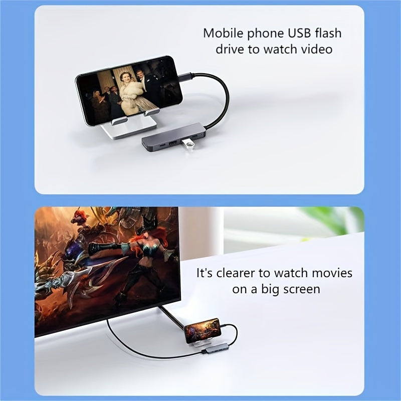 USB C Hub 5-in-1 with 4K HDMI, 100W Power Delivery, High-Speed USB for MacBook Samsung HP