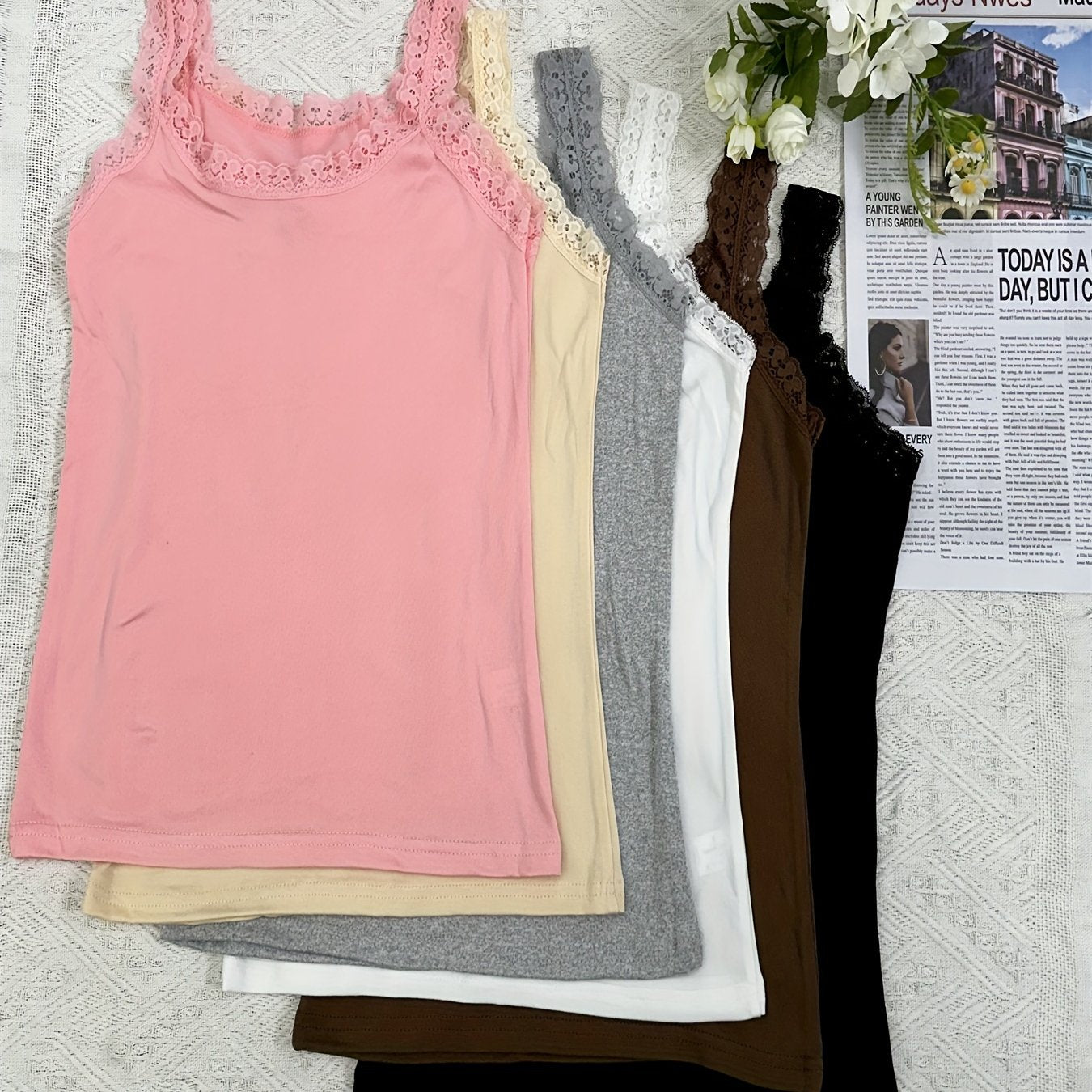 Women's Plus Size Lace Edge Camisole Vest Sleeveless Shirt for Casual Wear