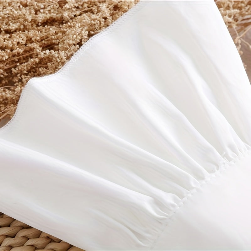 Women's White Sleeve Accessories with Ruffles and Trumpet-Shaped Design