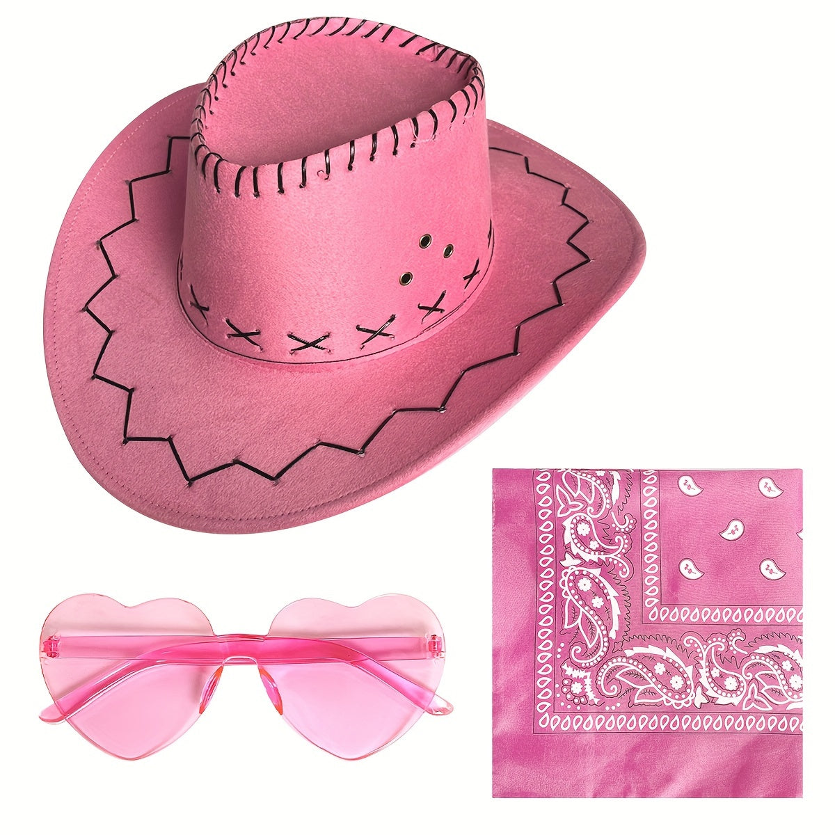 White Cowboy Costume for Adults with Hat Sunglasses and Bandana for Halloween