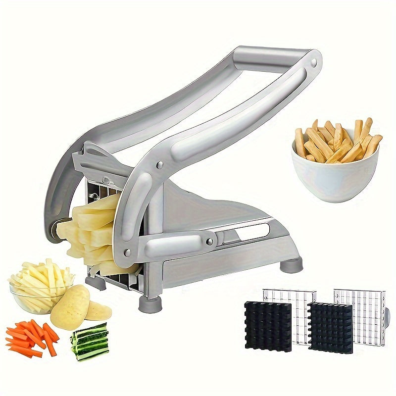 Cortador de papas de grado comercial de acero inoxidable con múltiples tamaños de cuchillas para patatas, zanahorias y pepinos