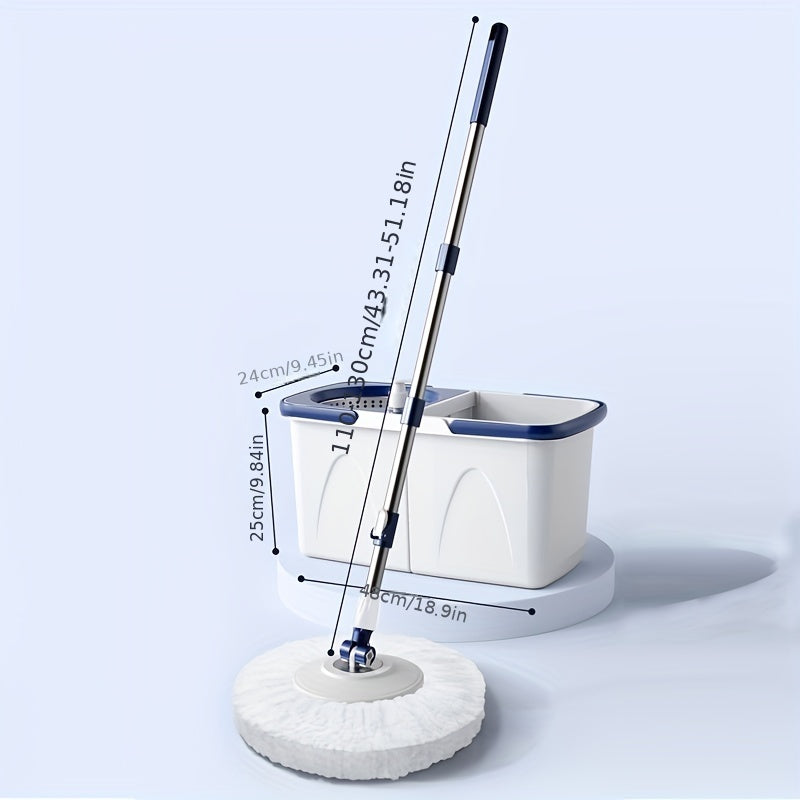Self-Wringing Spin Mop and Bucket Set with Reusable Pads for Hardwood and Tile Floors