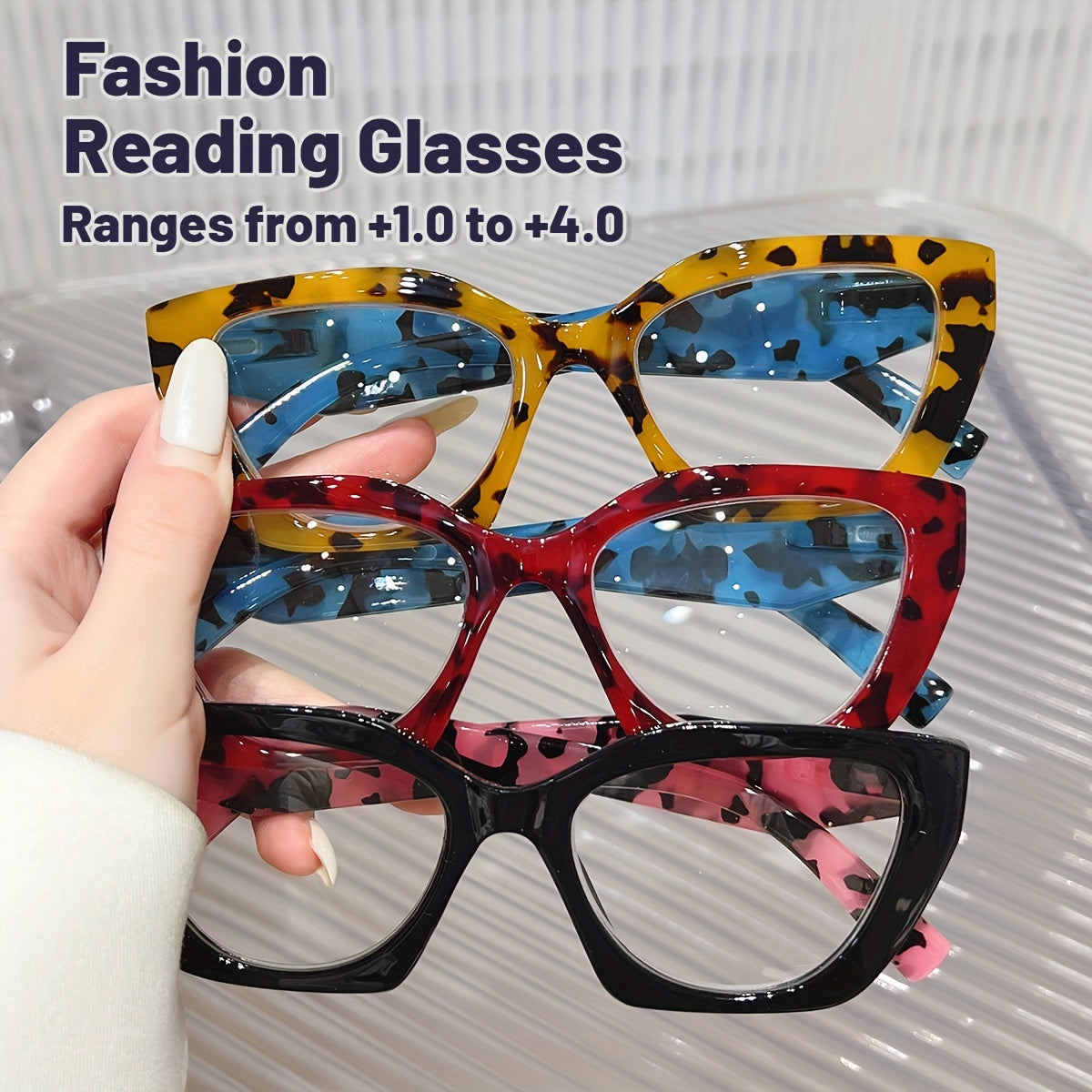 Retro Cat Eye Reading Glasses Set of 2 or 3 Blue Light Blocking Spring Hinge Unisex