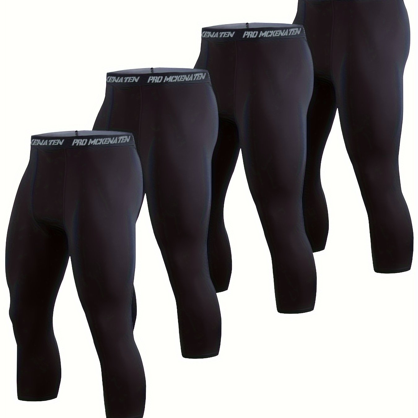 4-Piece Black Compression Leggings Set for Gym Workout Running and Training