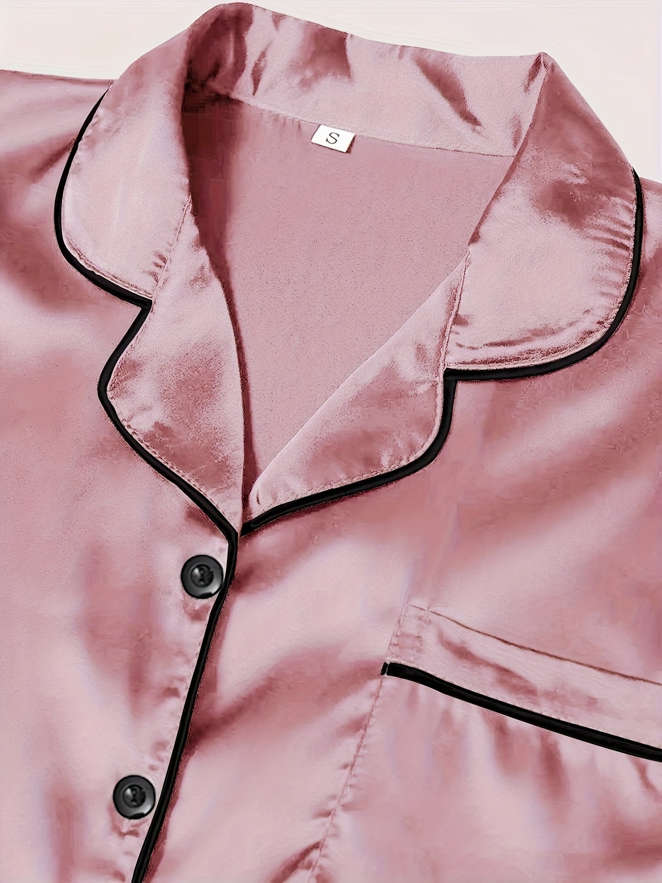 Women's Satin Pajama Set Short Sleeve Button Top Shorts or Pants Casual Sleepwear