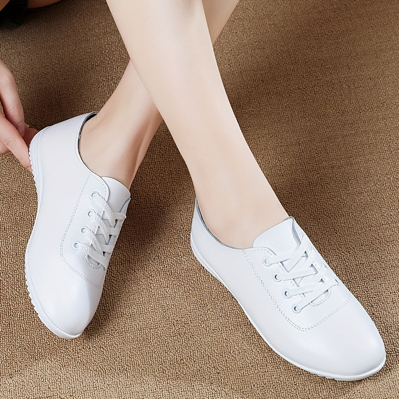 Women's Lightweight Solid Color Lace-Up Flat Shoes for Casual Walking