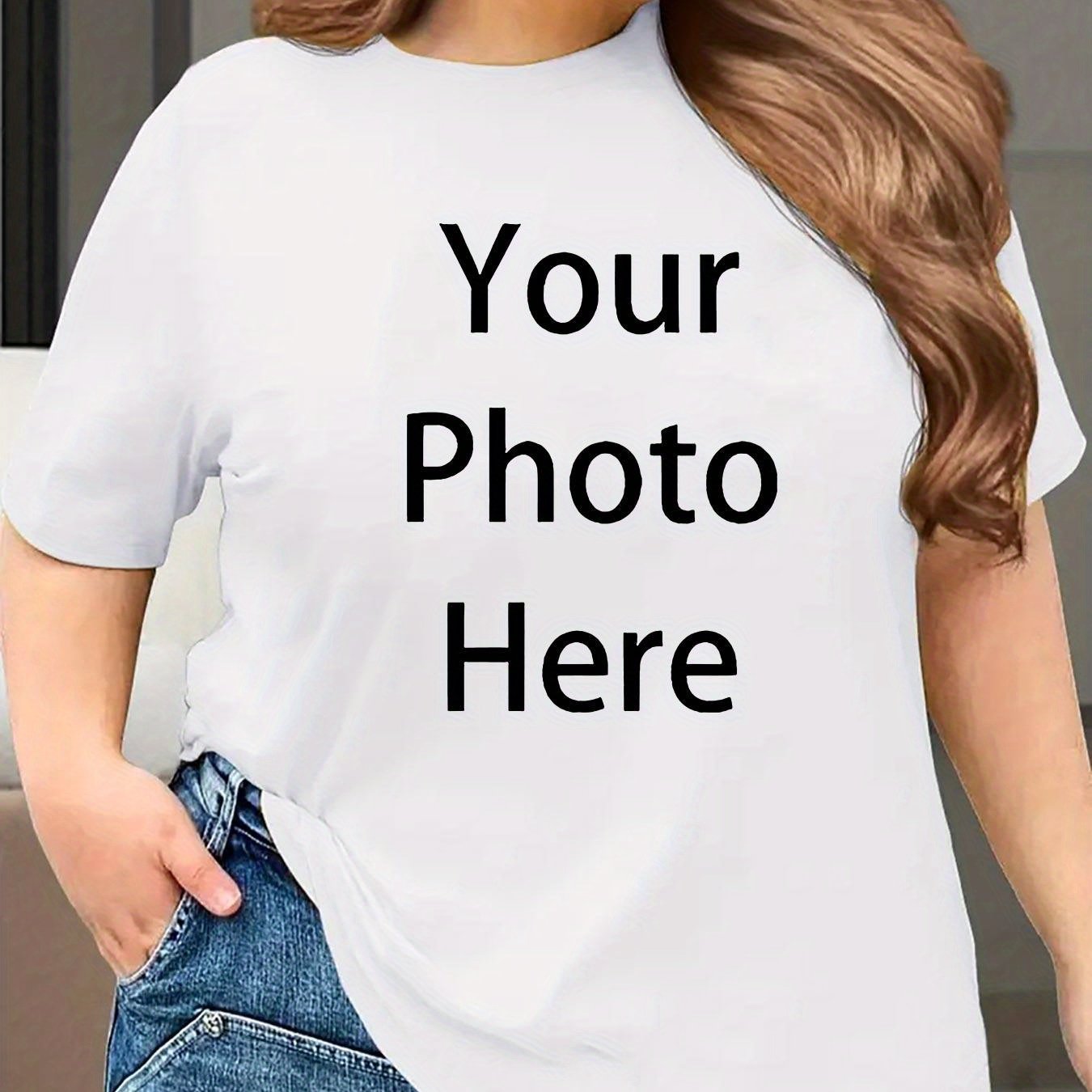 Plus Size Women's T-Shirt Short Sleeve Black White Personalized Casual Comfort