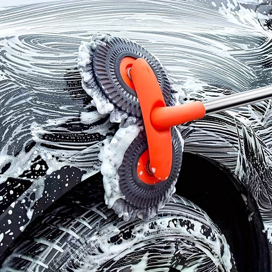 Flexi-Clean Uzaytiriladigan Avtomobil Yuvish Cho'tkasi - Yumshoq Mikroto'qimalar, Transport Vositalari, RVlar, Yuk Mashinalari va Uy Derazalarini Xavfsiz Tozalash uchun 360° Egiluvchanlik - Mustahkam Teleksopik Alyuminiy Tutqichi, To'q sariq