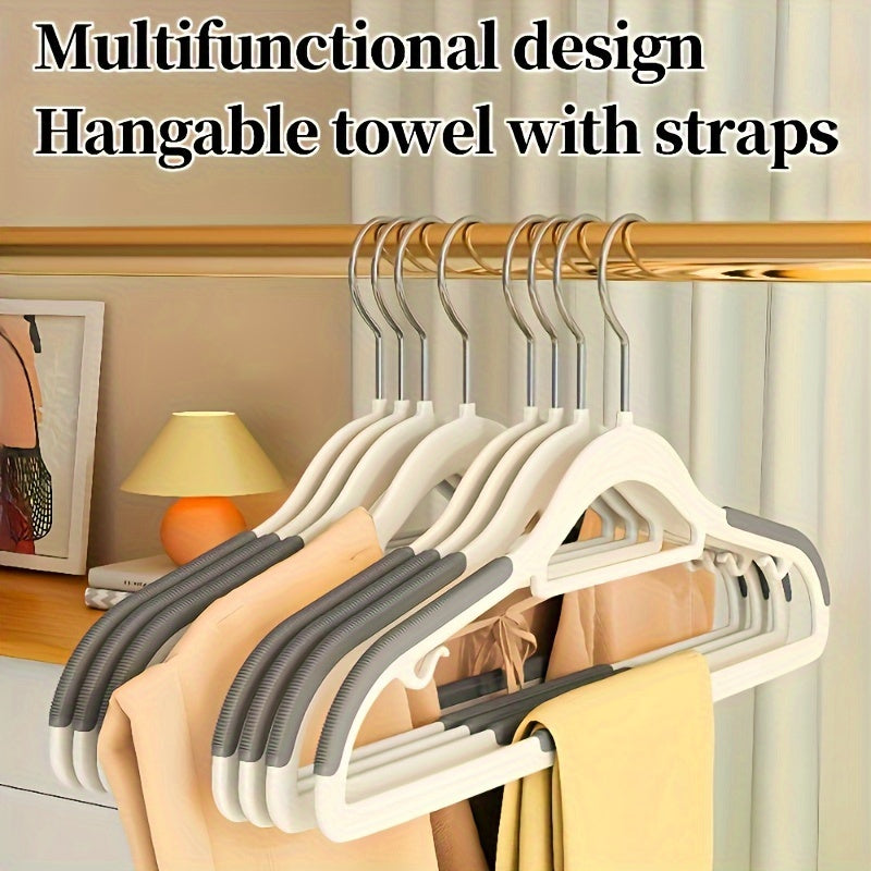 Plastic Hanger with Non-Slip Pad and Curved Shoulder for Closet Storage