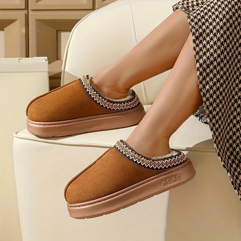 Unisex Plush Fleece-Lined Cozy Winter Slippers Non-Slip Indoor Outdoor