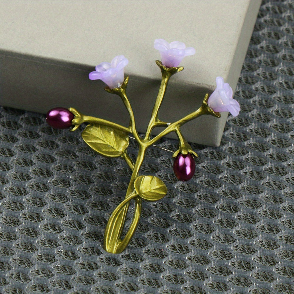 Petunia Flower Brooch Enamel Alloy Geometric Floral Jewelry Accessory