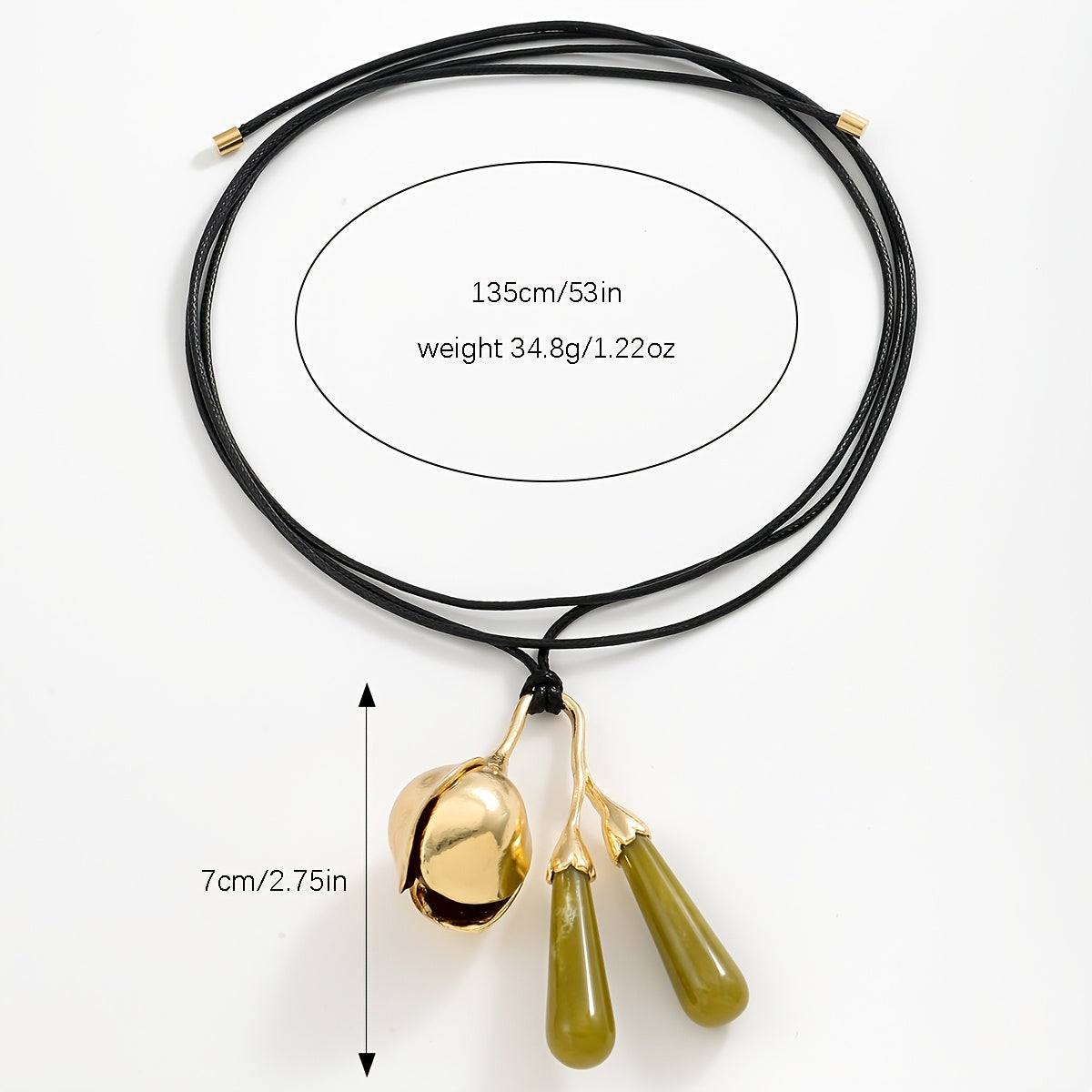 Bohemian Water Drop Oval Flower Heart Pendant Necklace for Women