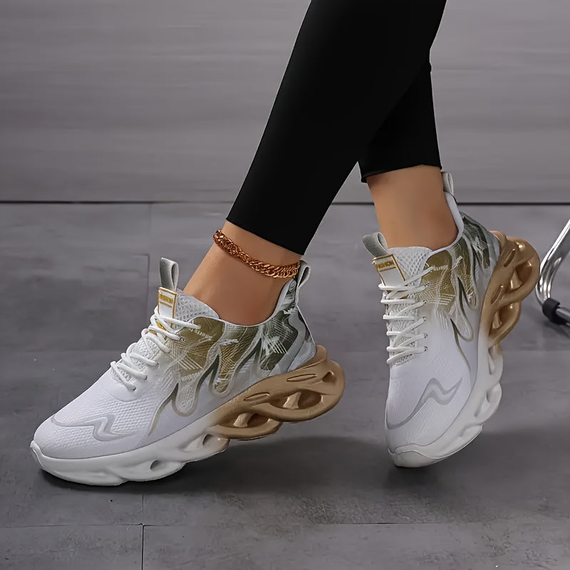 Women's Mesh Running Sneakers - Gradient Pink to White, Lightweight Comfort