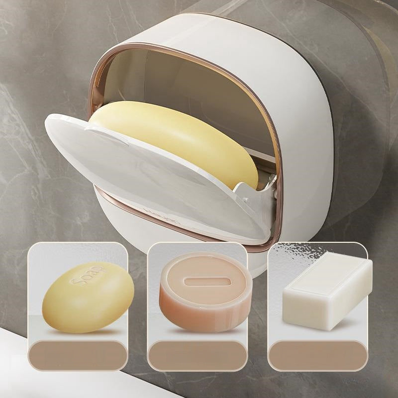 Wall-Mounted Soap Dish Bathroom Organizer Decor Easy Install No Drilling