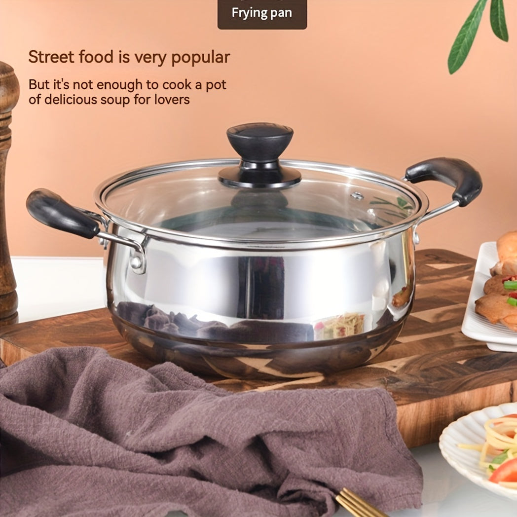 Three-Piece Stainless Steel Cookware Set Soup Pot Milk Pot Fryer Kitchen Use
