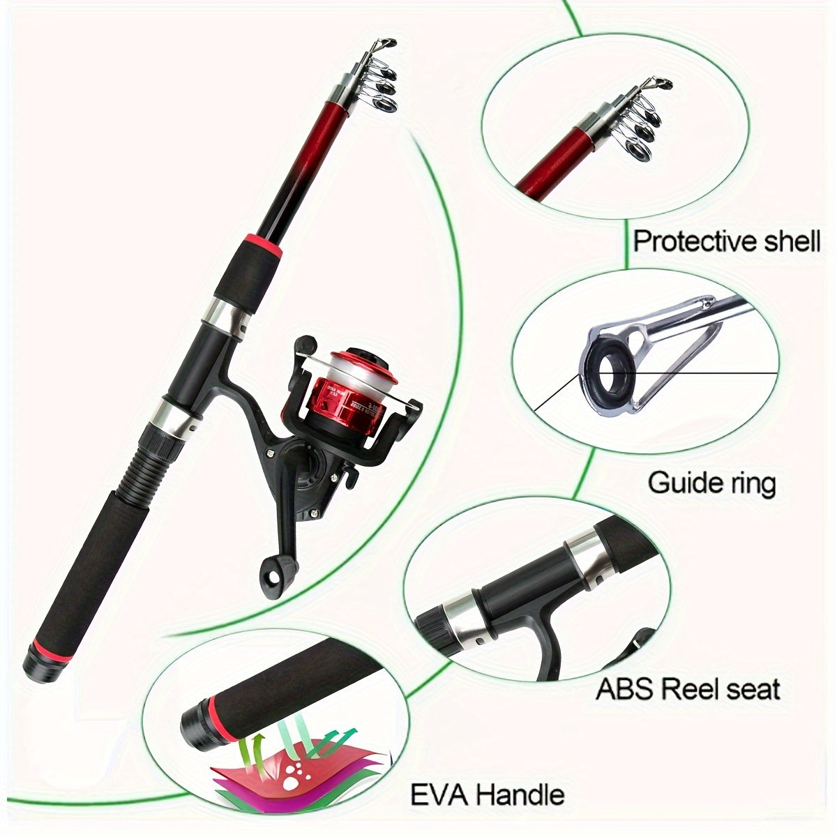 Telescopic Fishing Rod Set with Feeder and Reel for Travel Durable FRP Carp Spinning