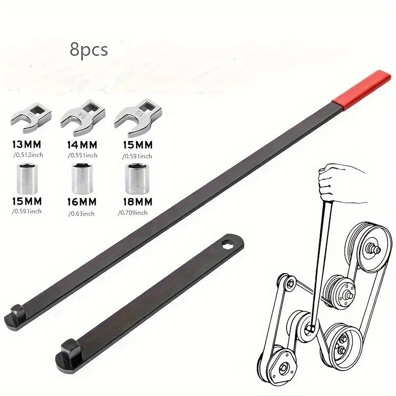 Universal Serpentine Belt Tensioner Tool Kit for Car Engines, 3/8 and 1/2 Inch Drive