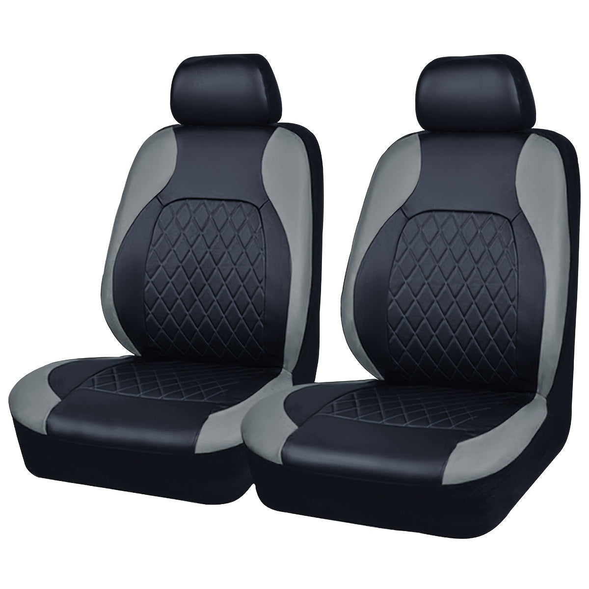 Front Car Seat Covers Quilted PVC Synthetic Leather Black Gray Red Blue Durable Padded