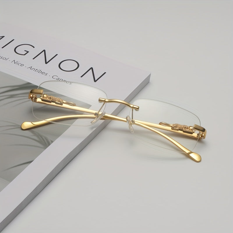 Yoshlar uchun Rimless metall kvadrat ko‘zoynaklar yozgi sayohat va haydash uchun