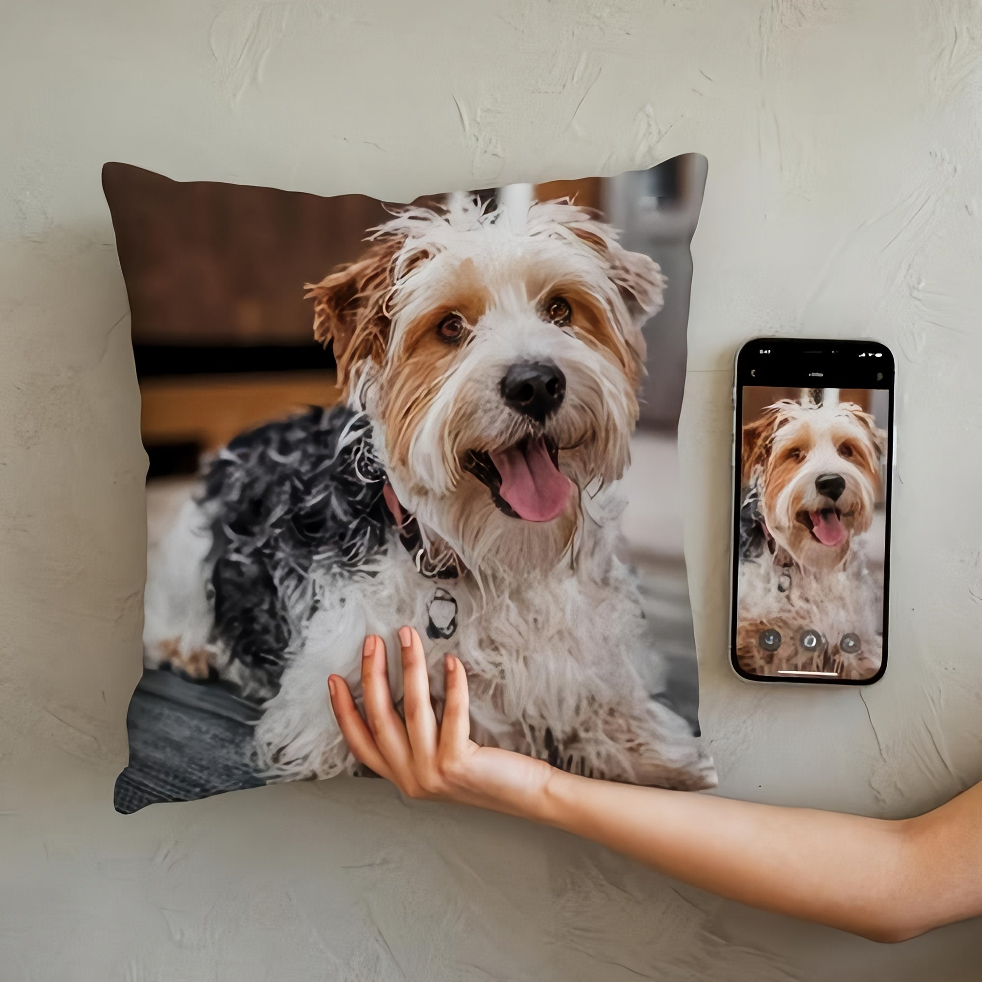 Soft Short Plush Pet Photo Pillowcase 45.72x45.72 cm Single-Sided Print Cushion Cover for Home Decor
