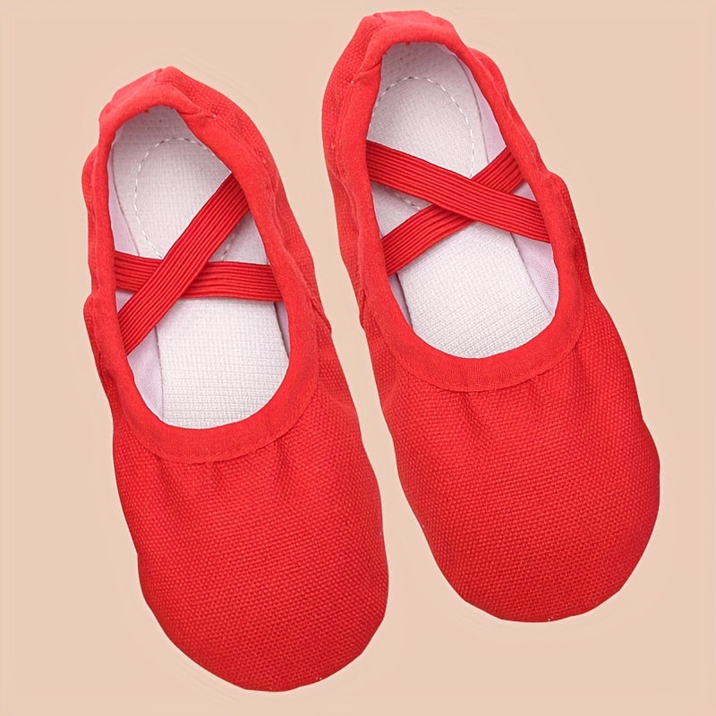 Girls' All-Season Ballet Shoes Breathable Canvas Non-Slip Sole for Yoga Gymnastics