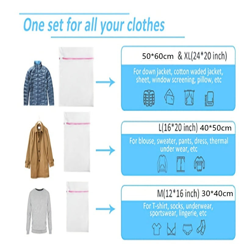 Mesh Laundry Wash Bags Set for Delicates Socks Underwear and Clothes