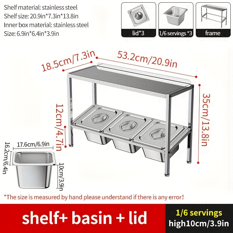 Stainless Steel 3-Tier Kitchen Organizer with Lids for Spices Fruits Storage