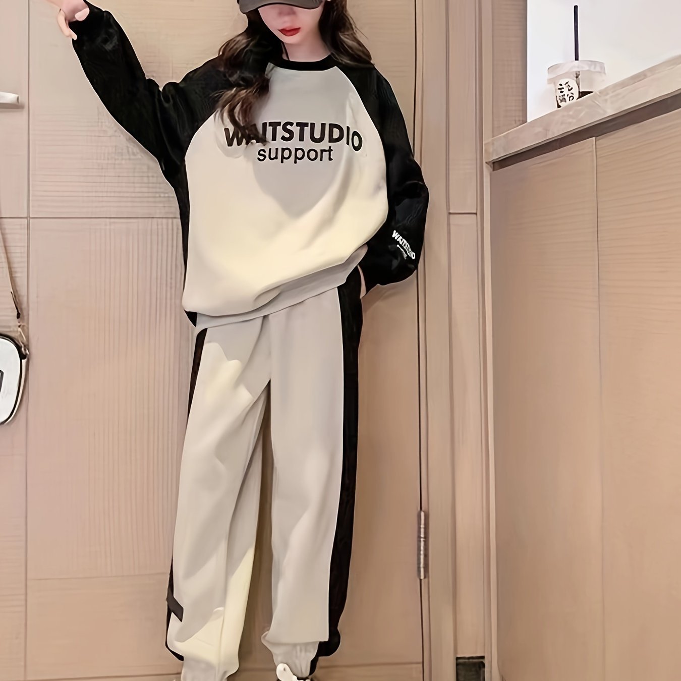 Kids' Cotton Blend 2-Piece Set with Alphabet Pattern, Loose Fit for Boys and Girls