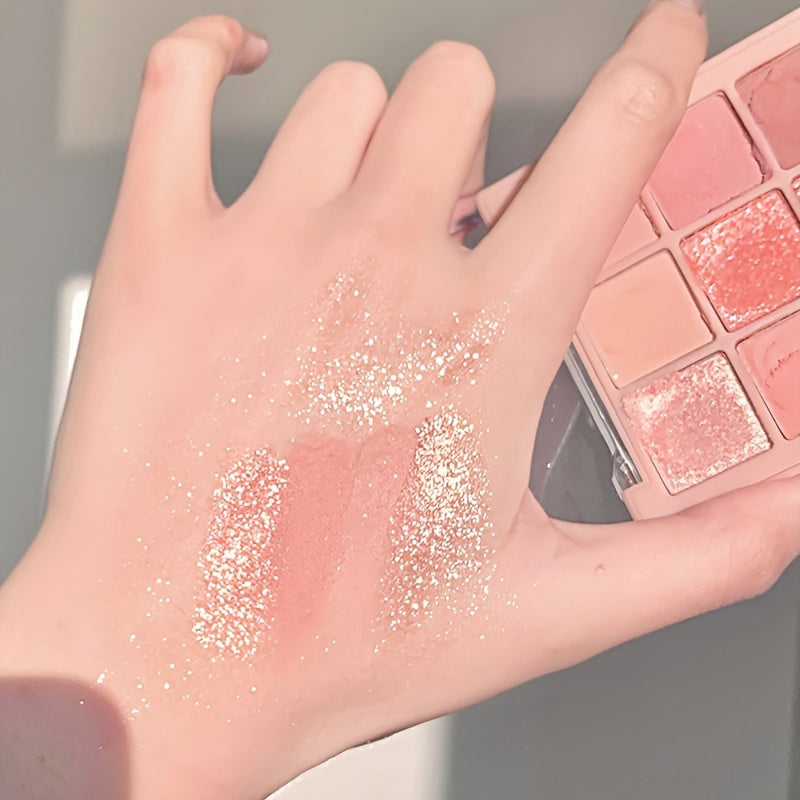 Ayollarlar uchun pushti ko‘zoynak palitrasi, 9 ta rang, mat, shaffof, talksiz, coral, nude