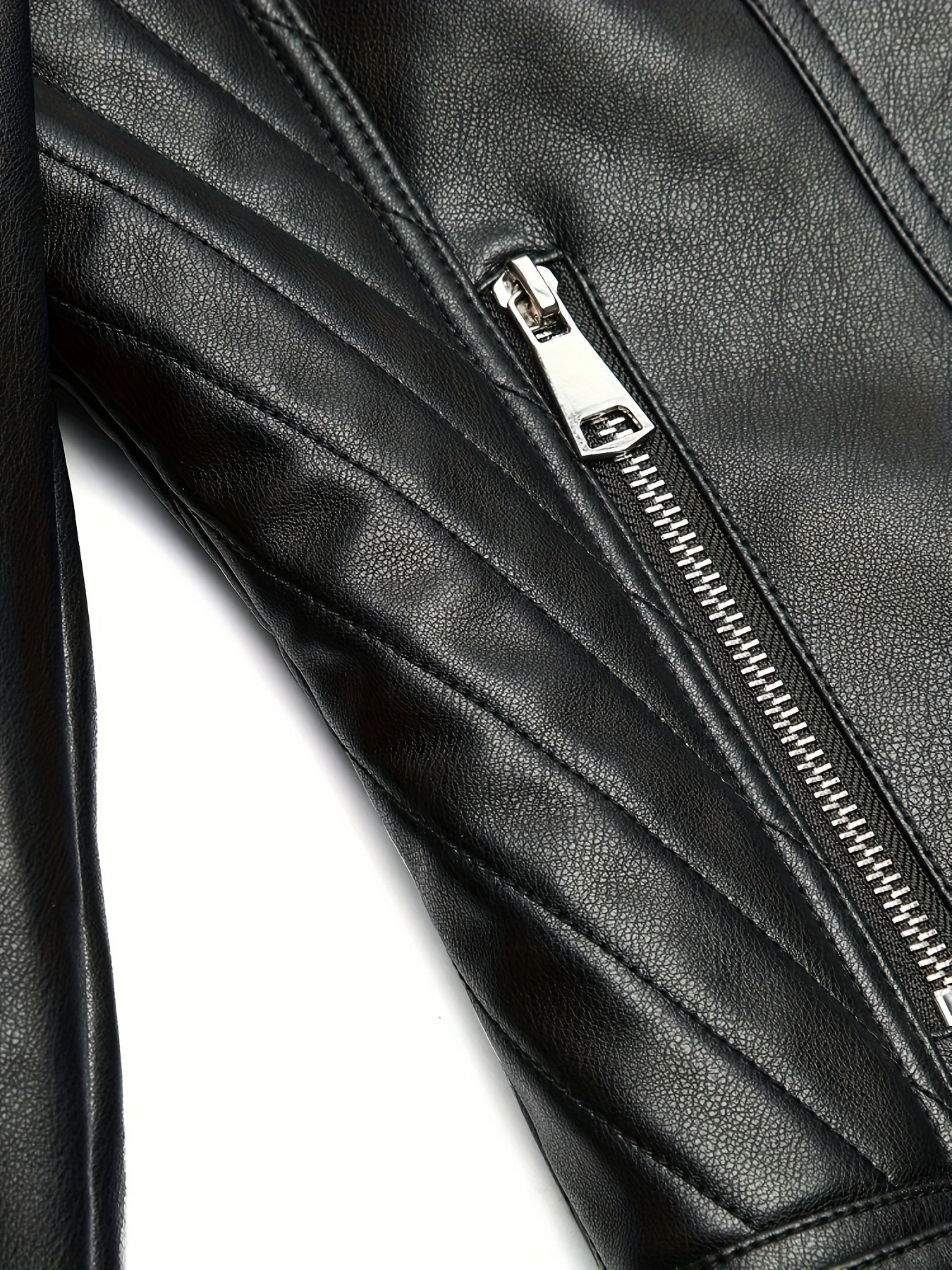 Women's Faux Leather Biker Jacket Skinny Fit Street Style Solid Color Zipper Detail Spring Fall