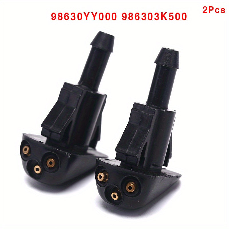 2pcs Black Plastic Windshield Wiper Washer Nozzles for Cars Durable Self-Lubricating