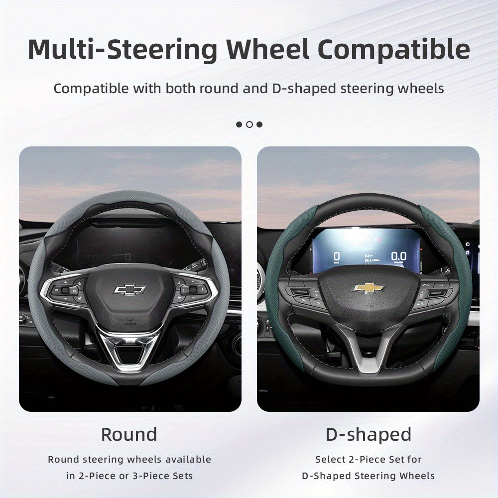 Universal Ventilated PU Leather Steering Wheel Cover, Quick-Release, Anti-Slip