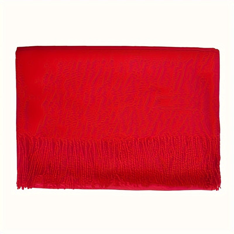 Шарф из имитации кашемира однотонный для женщин с кисточками, теплый для осени и зимы