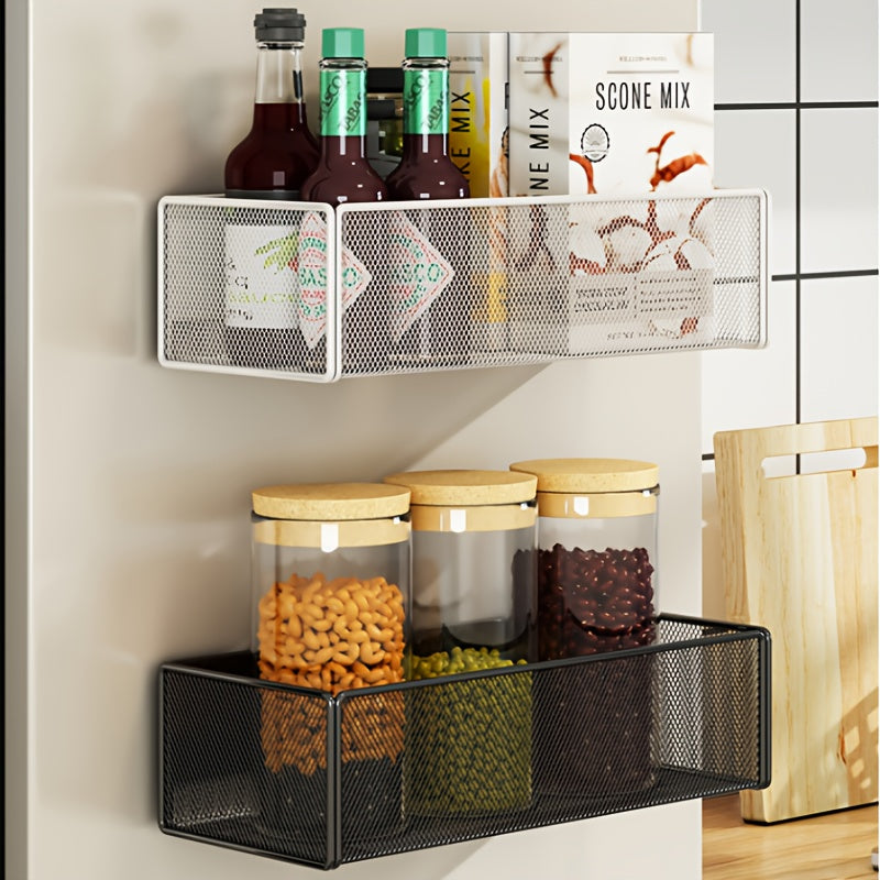 Magnetic Metal Refrigerator Door Organizer Basket Kitchen Storage