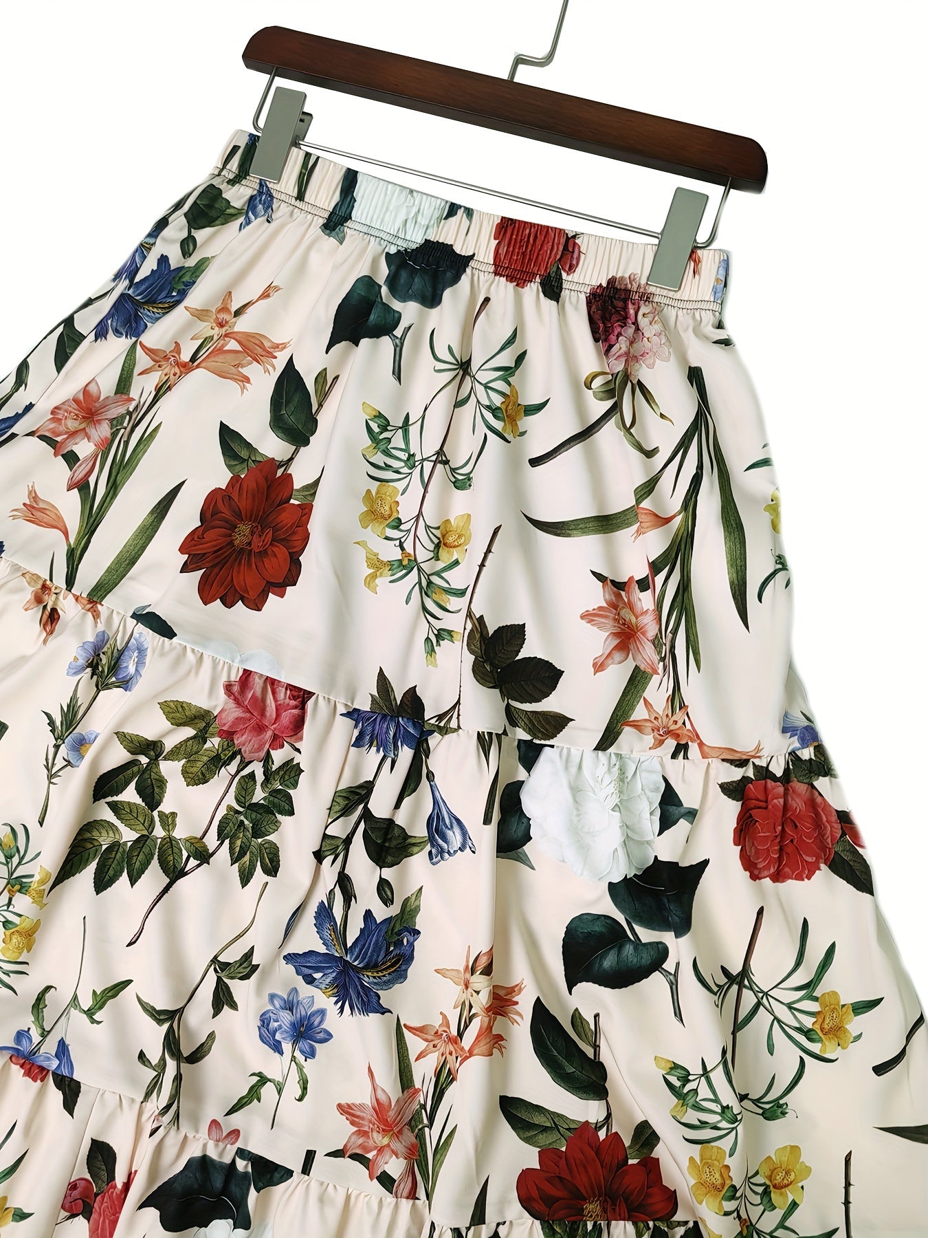 Women's Floral Print Flared Skirt Lightweight Summer Casual Beachwear