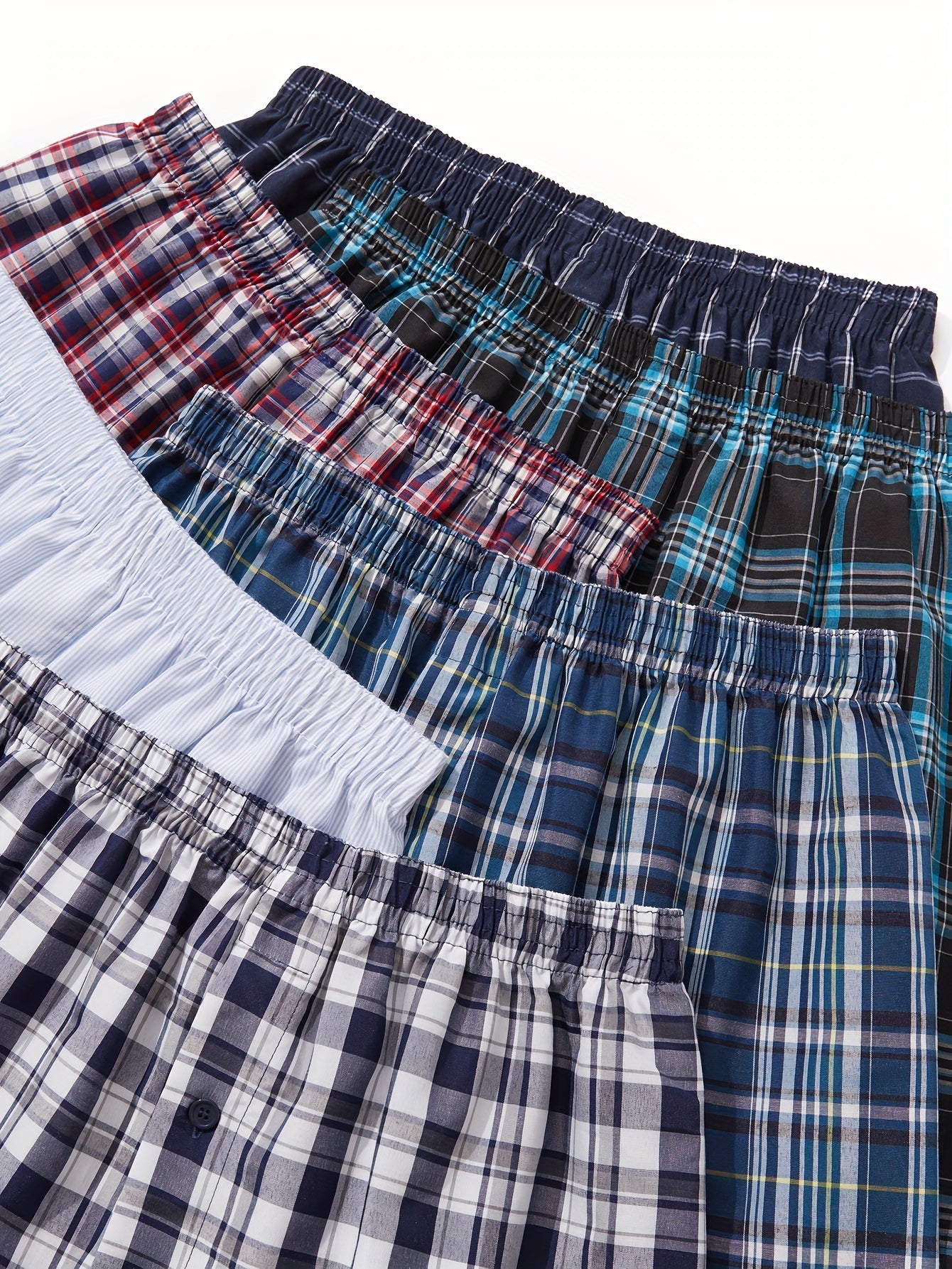 6 Pack Plus Size Men's Plaid Cotton Blend Boxer Shorts Loose Fit Casual
