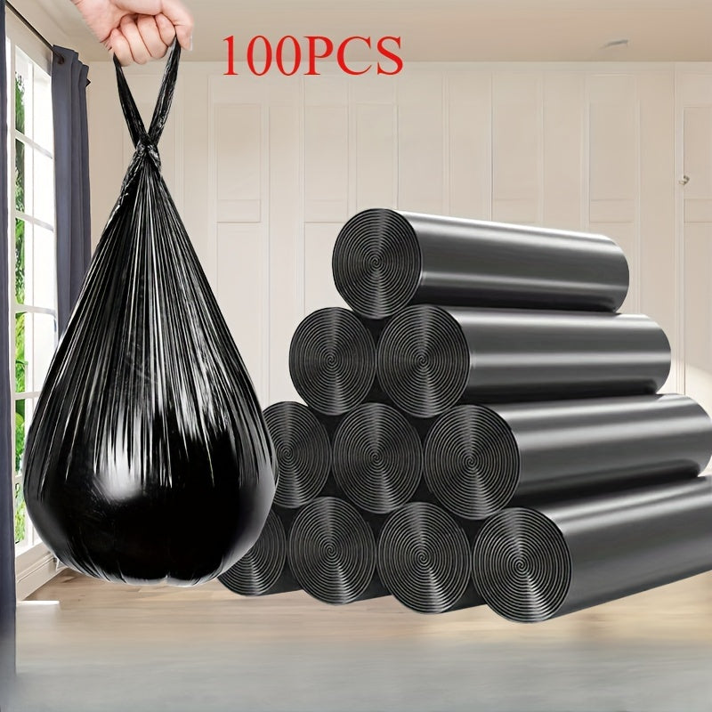 100 Black Extra Thick Leak-Proof Trash Bags with Handles for Kitchen Yard Cleanup