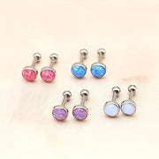 2-Piece Titanium Opal Stud Earrings for Women Hypoallergenic Jewelry