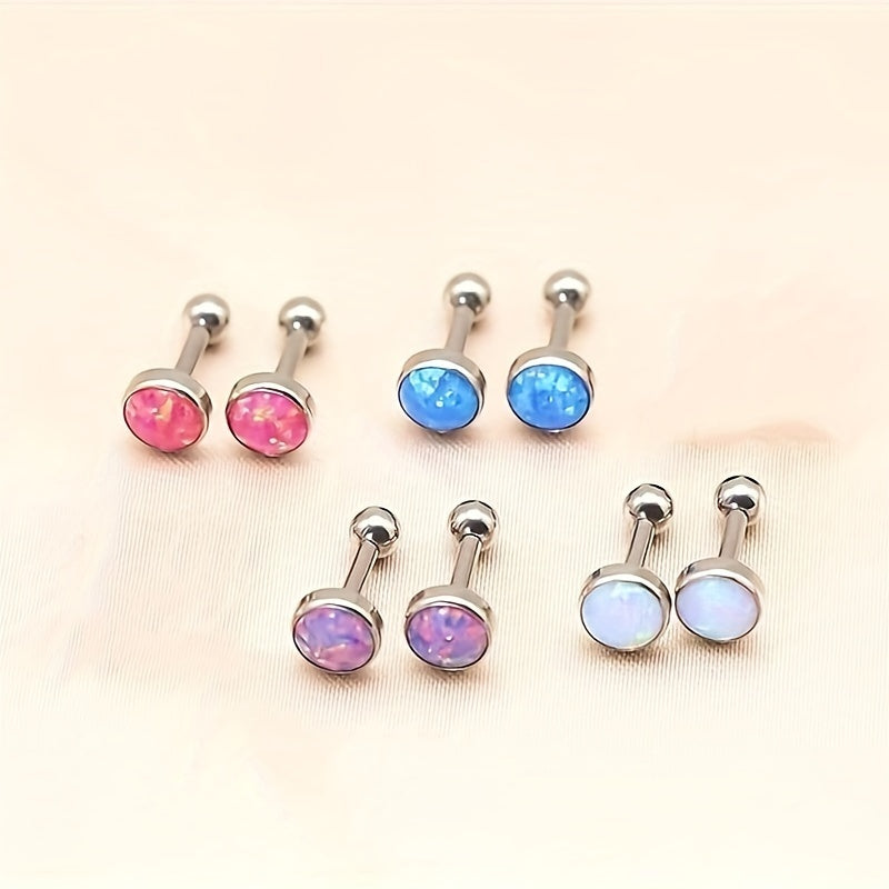2-Piece Titanium Opal Stud Earrings for Women Hypoallergenic Jewelry
