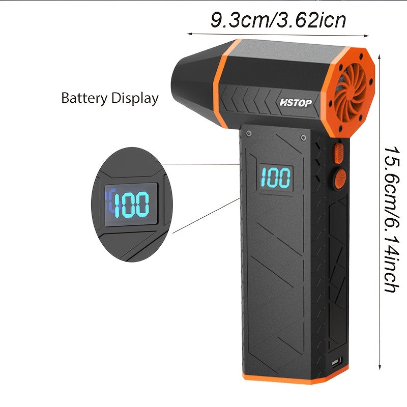 High-Speed Turbo Handheld Air Blower with Digital Display and Dual 5000mAh Batteries