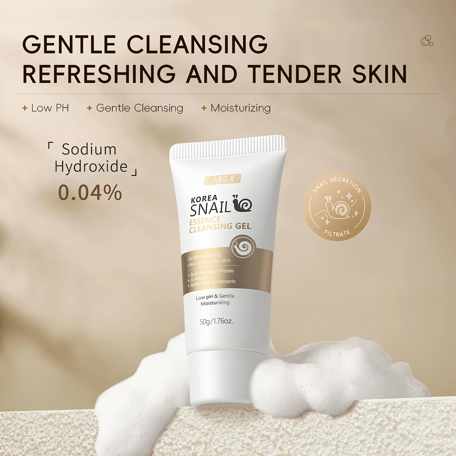 50g LAIKOU Qo'zichoq Essensiyasi Arbutin bilan barcha teri turlari uchun tozalovchi yuz tozalagichi. Yumshoq namlantiruvchi tozalash, formaldegiddan xoli.