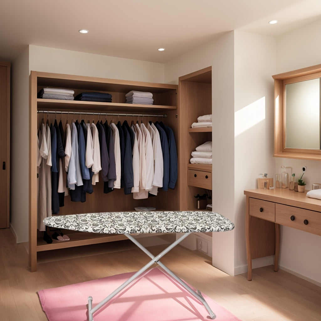 Получите комплект из двух предметов, включая чехол для гладильной доски и дорожный коврик. Чехол для утюга состоит из трех слоев и оснащен двумя ремнями и двумя пряжками для надежной и плотной посадки.